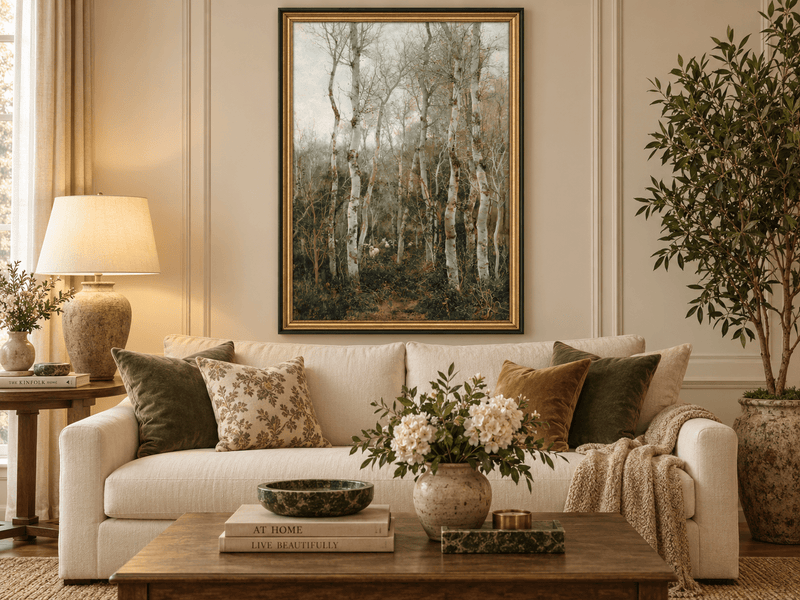 Landscape Oil Painting - Winter Forest with Birch Trees