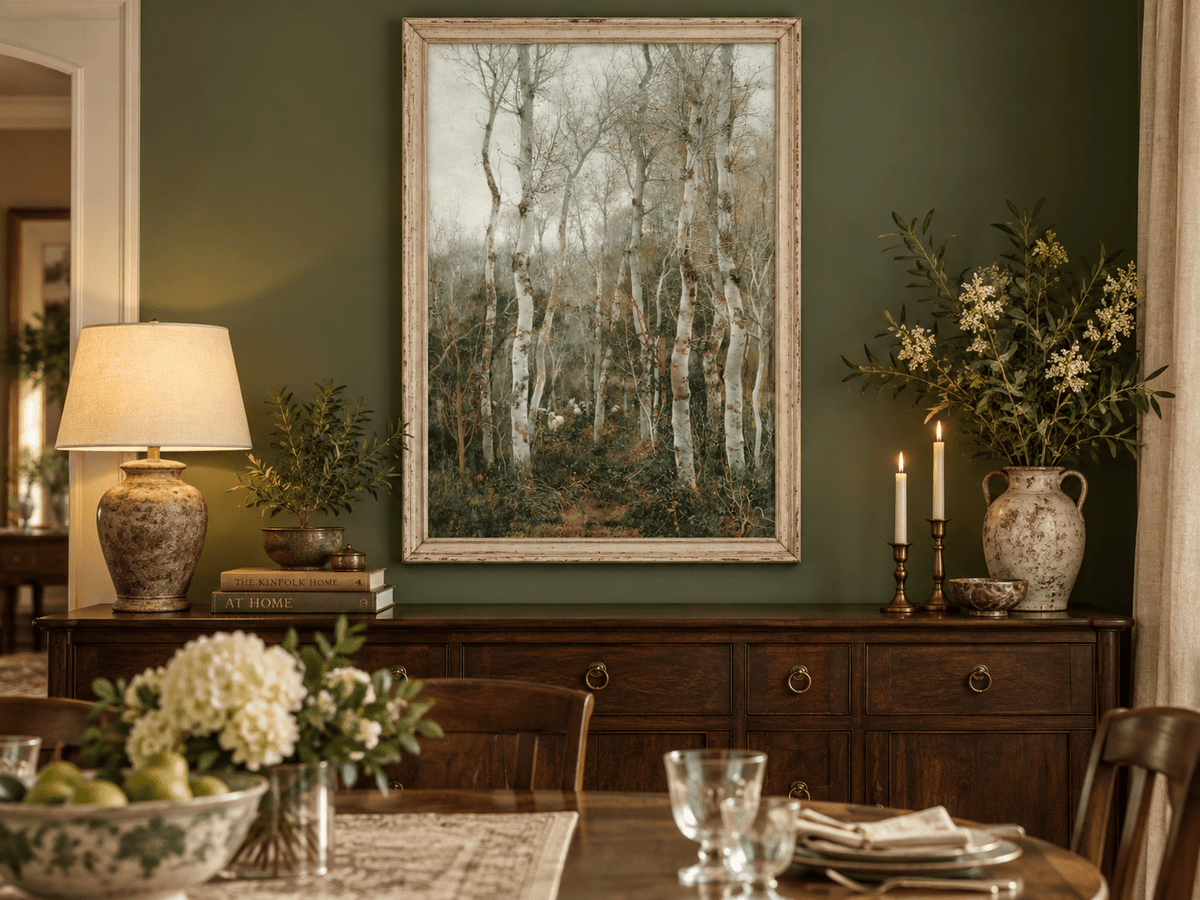 Landscape Oil Painting - Winter Forest with Birch Trees