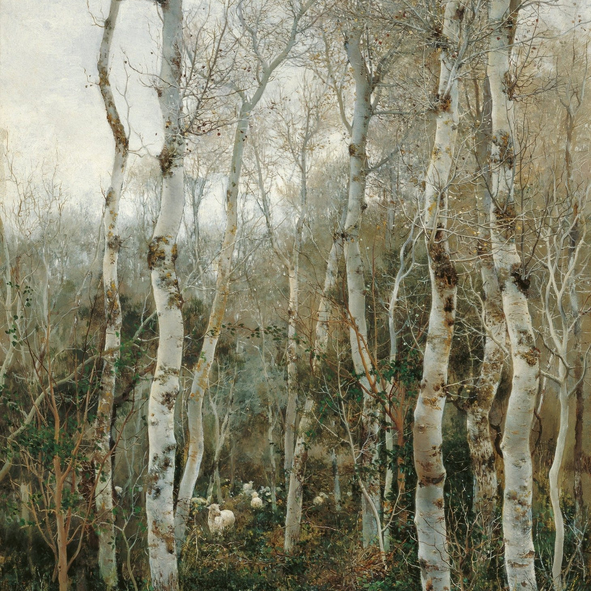 Landscape Oil Painting - Winter Forest with Birch Trees - Oil Painting Haven