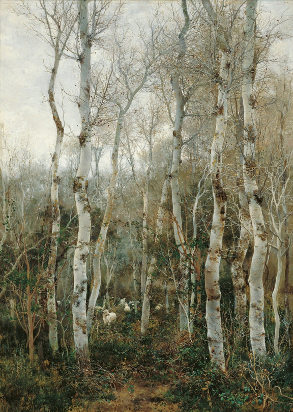 Landscape Oil Painting - Winter Forest with Birch Trees - Oil Painting Haven