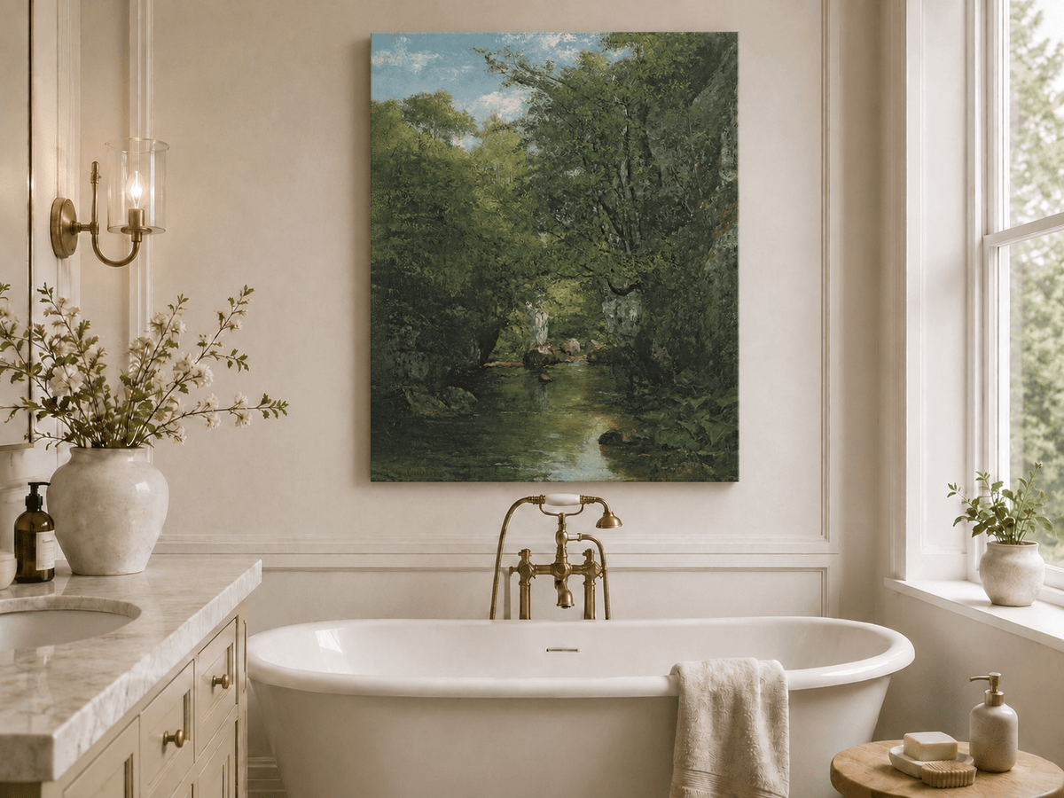 Landscape Oil Painting - Wooded Stream Valley