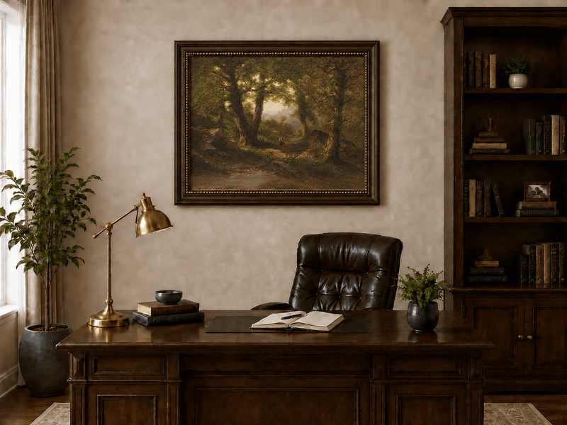 Landscape Oil Painting - Woodland Path Beneath Ancient Trees
