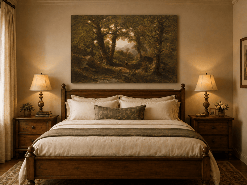 Landscape Oil Painting - Woodland Path Beneath Ancient Trees