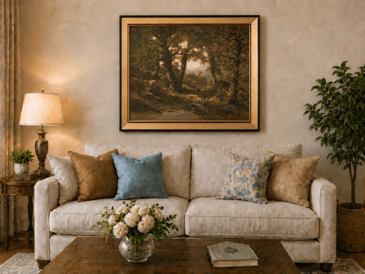 Landscape Oil Painting - Woodland Path Beneath Ancient Trees