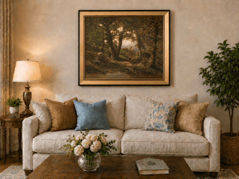 Landscape Oil Painting - Woodland Path Beneath Ancient Trees