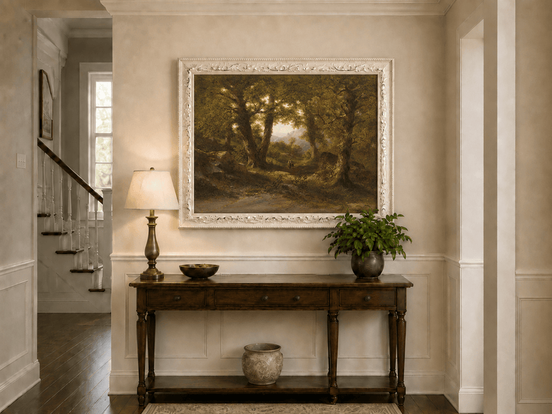 Landscape Oil Painting - Woodland Path Beneath Ancient Trees