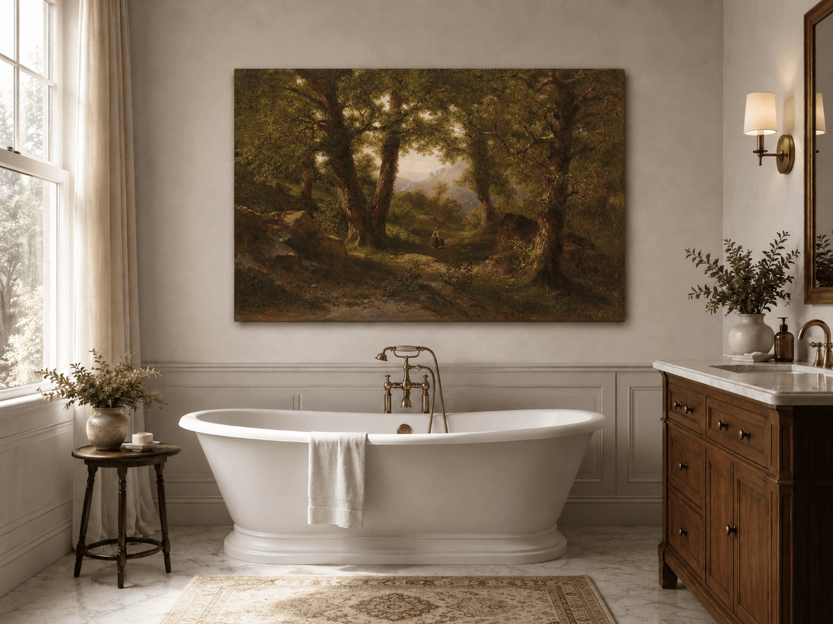 Landscape Oil Painting - Woodland Path Beneath Ancient Trees