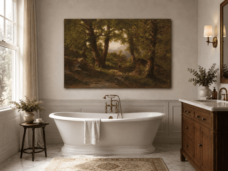 Landscape Oil Painting - Woodland Path Beneath Ancient Trees