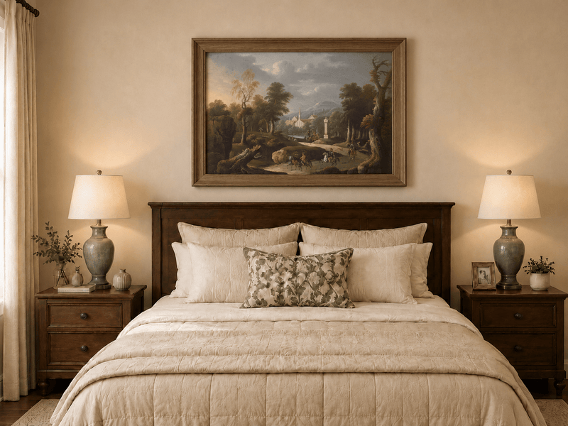 Landscape Oil Painting - Woodland Path & Cavalry