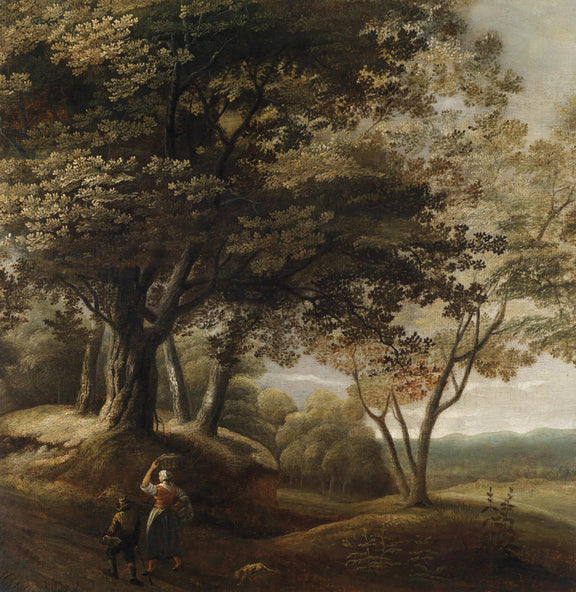 Landscape Oil Painting - Woodland Path Rura & Figures, Grand Trees - Oil Painting Haven