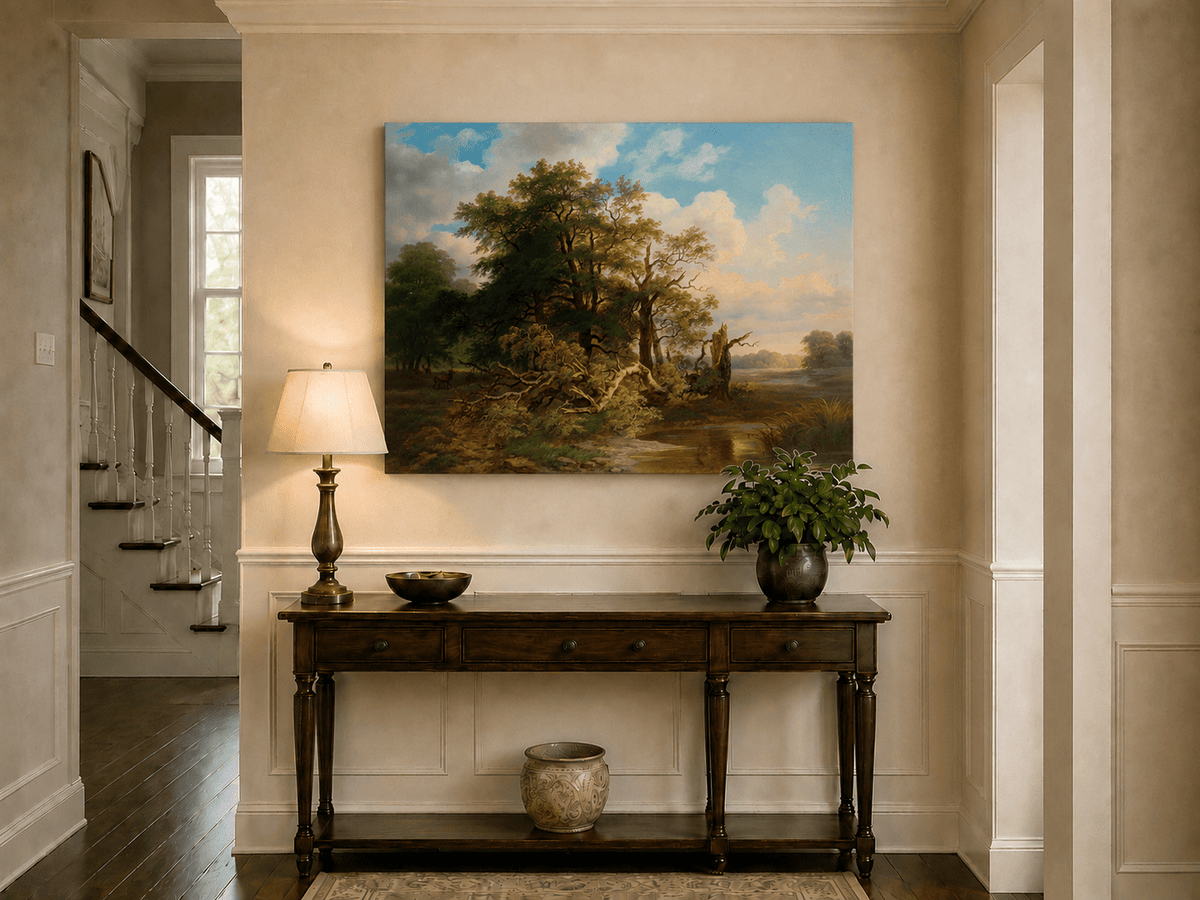 Landscape Oil Painting - Woodland River Landscape | Hand-Painted
