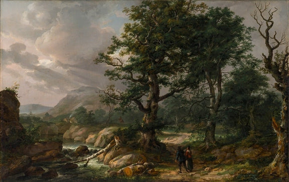 Landscape Oil Painting - Woodland Stream and Mountain Path - Oil Painting Haven