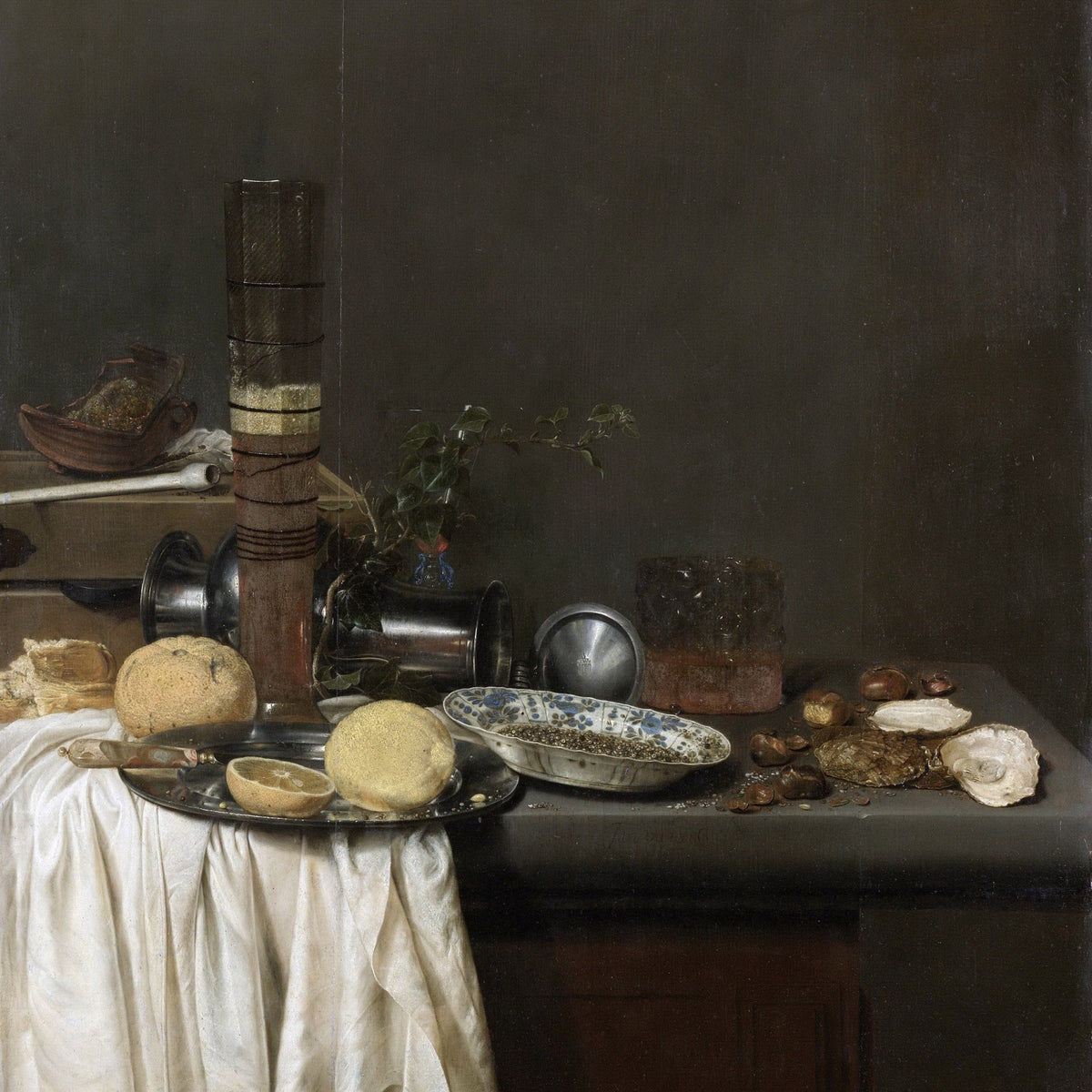 Lemons, Oysters and Kitchen Table - Still Life Oil Painting - Oil Painting Haven