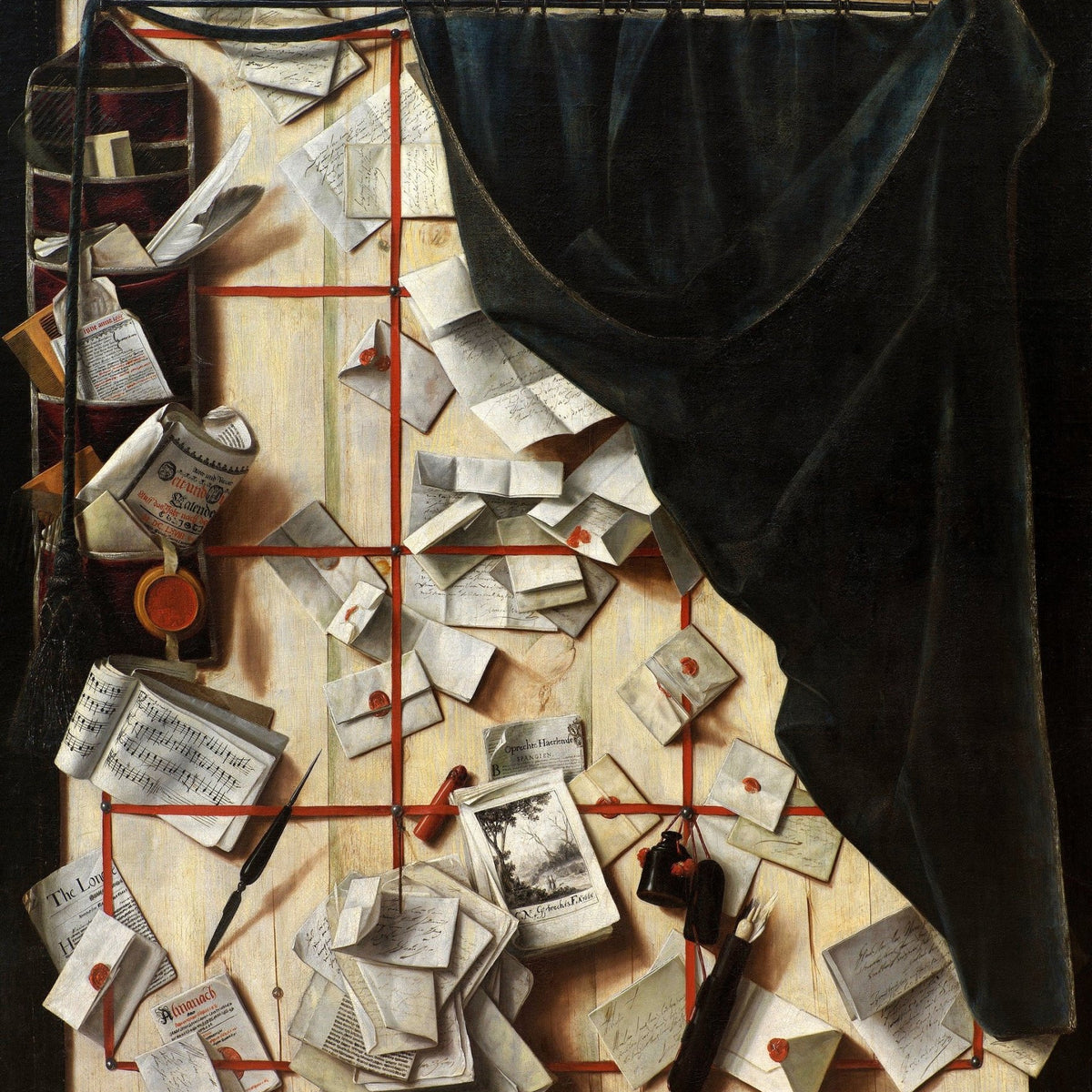 Letters, Quill and Music Notes Board - Still Life Oil Painting - Oil Painting Haven