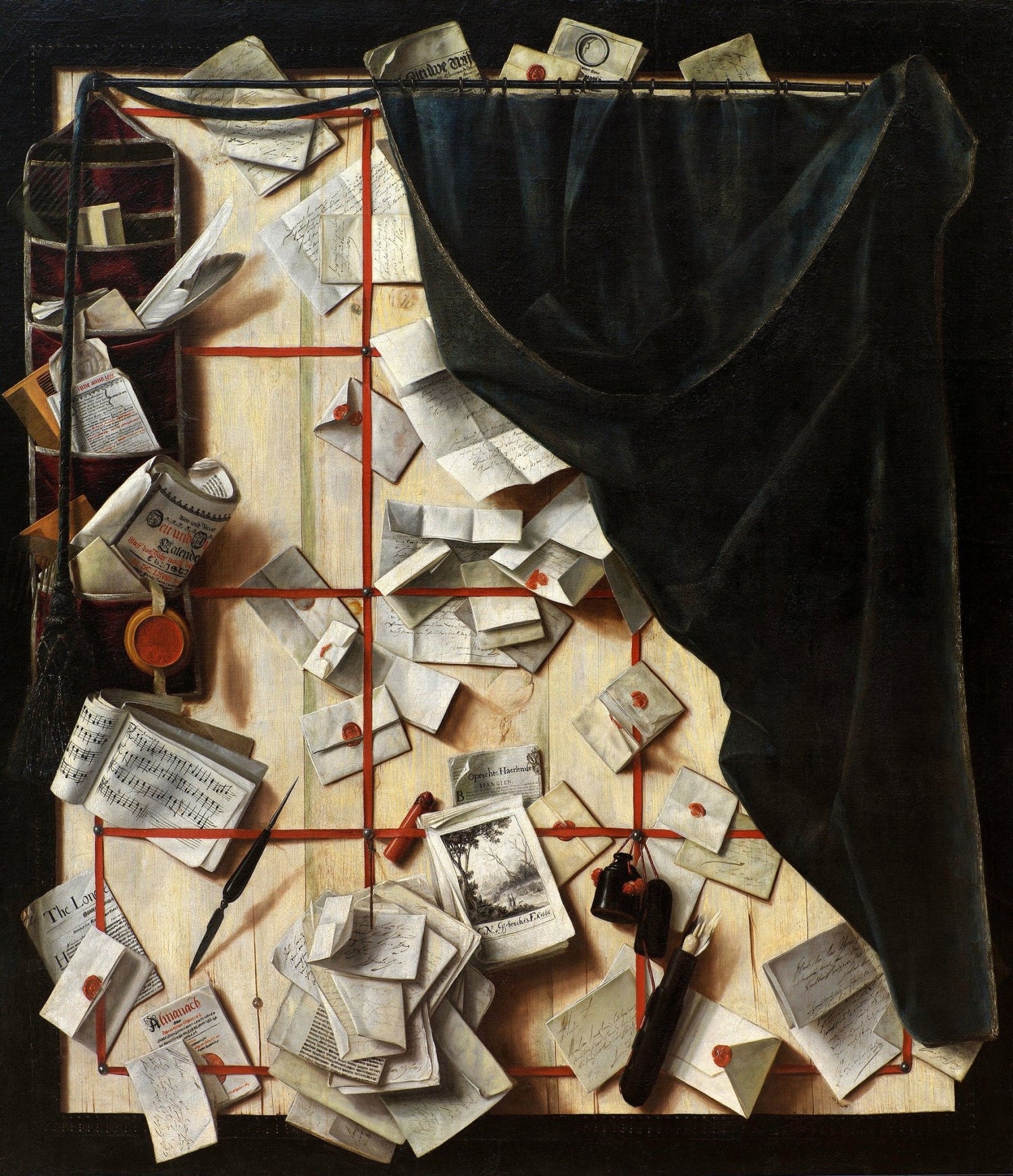 Letters, Quill and Music Notes Board - Still Life Oil Painting - Oil Painting Haven