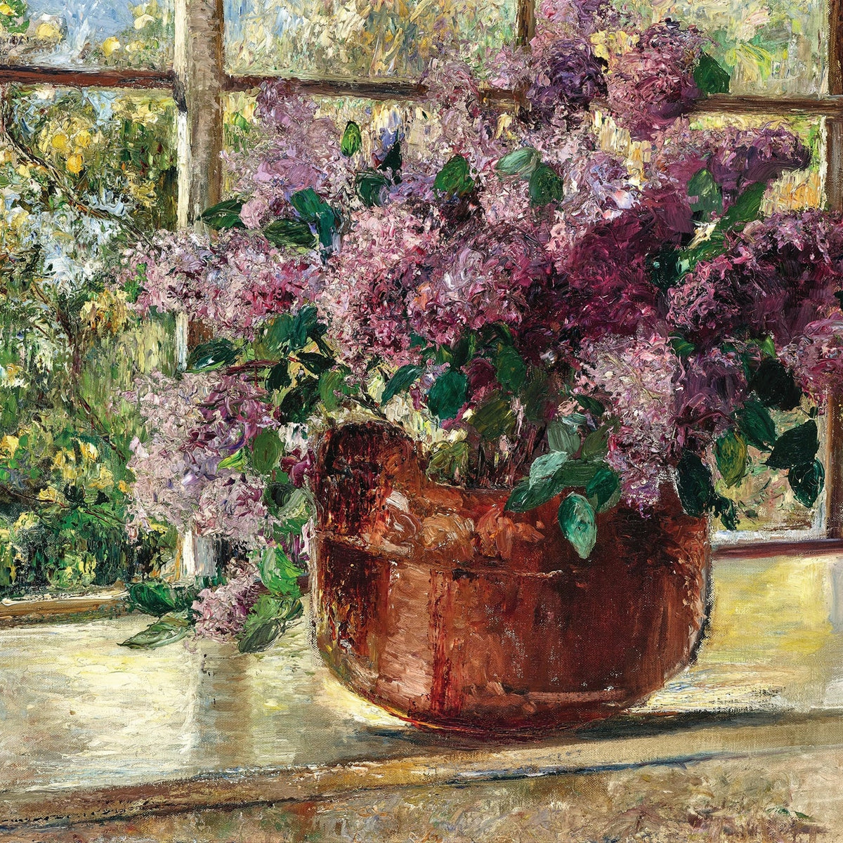 Lilac Bouquet by Window in Vase Still Life - Floral Oil Painting - Oil Painting Haven