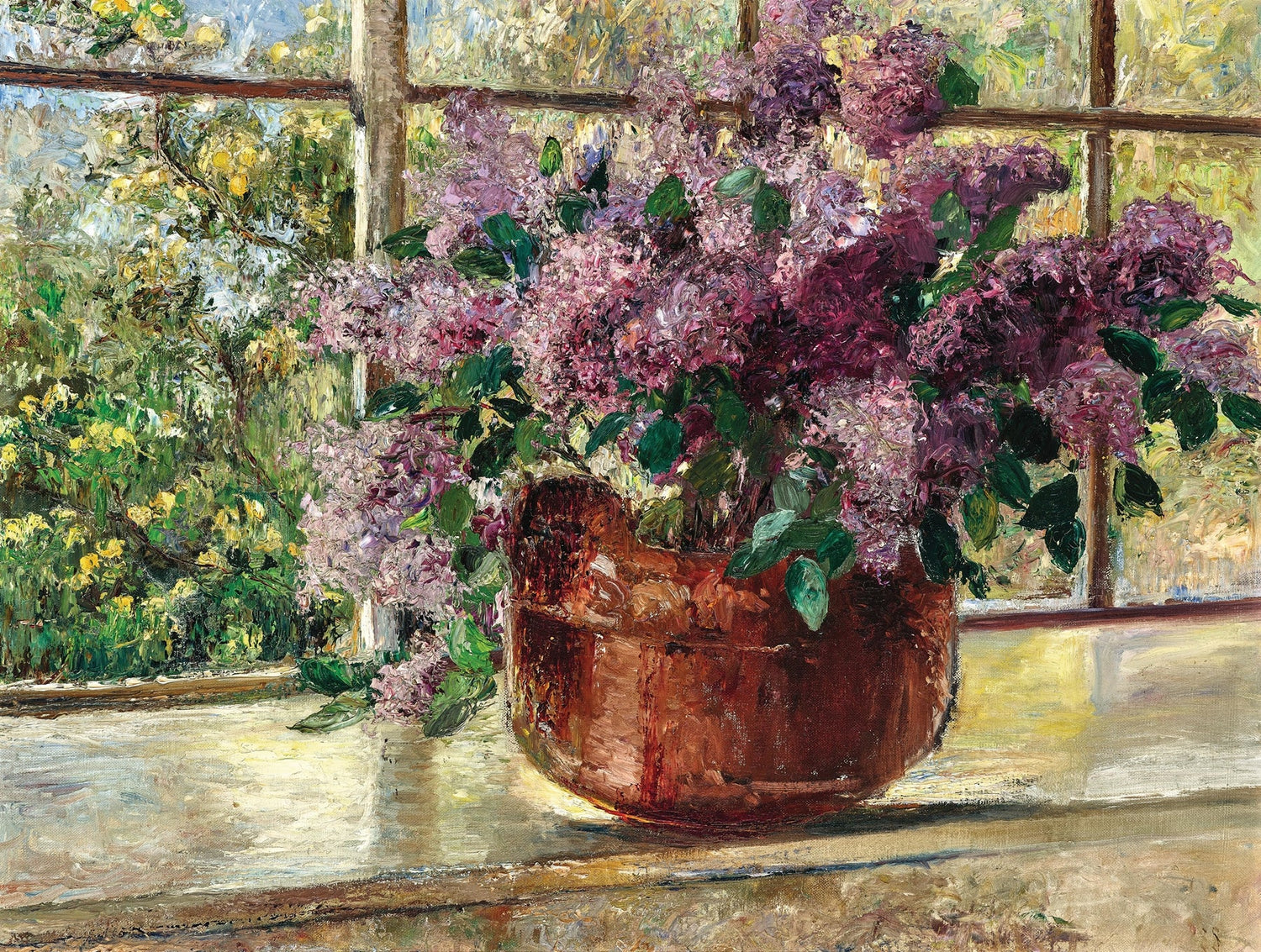 Lilac Bouquet by Window in Vase Still Life - Floral Oil Painting - Oil Painting Haven