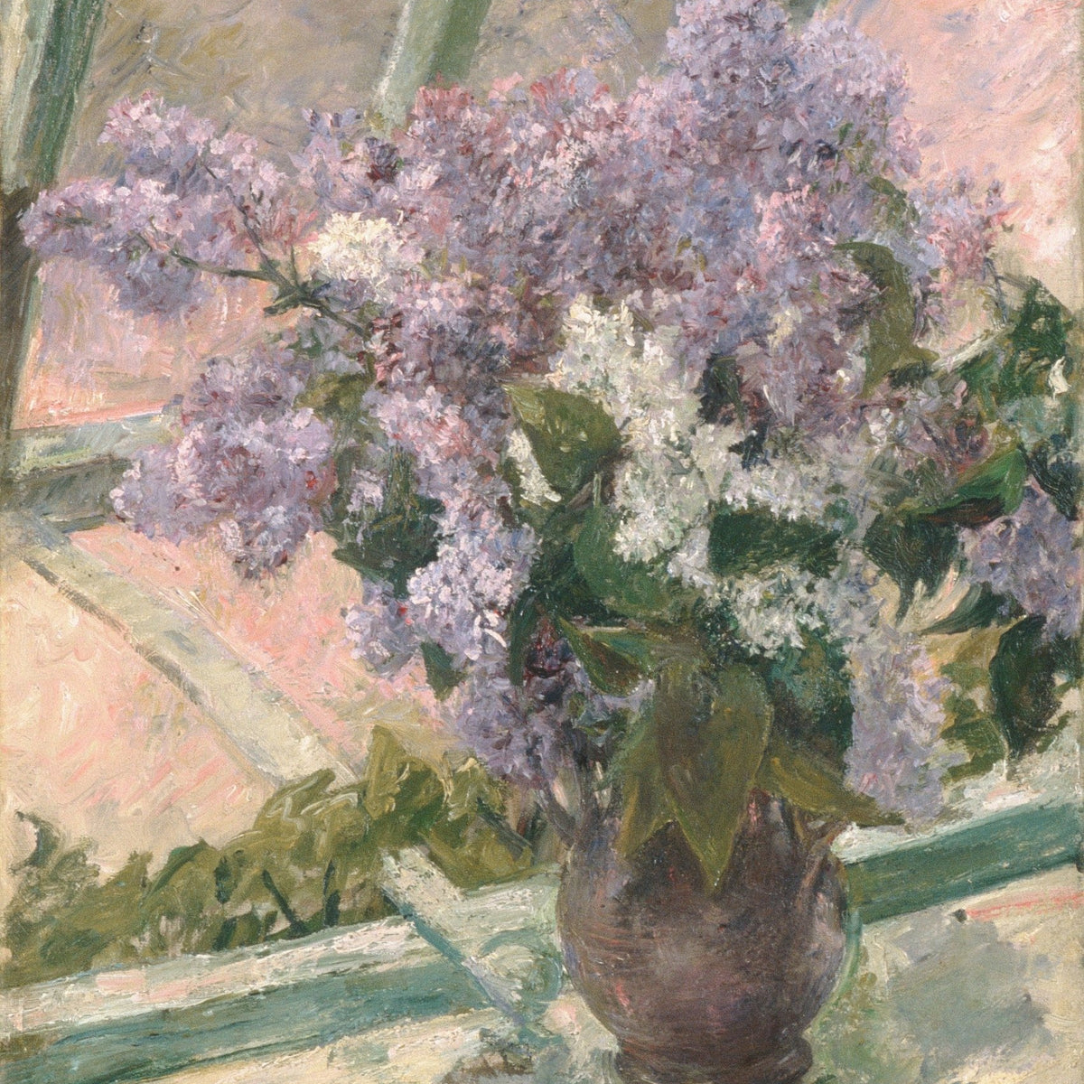 Lilac Bouquet in Vase by Window – Floral Oil Painting - Oil Painting Haven