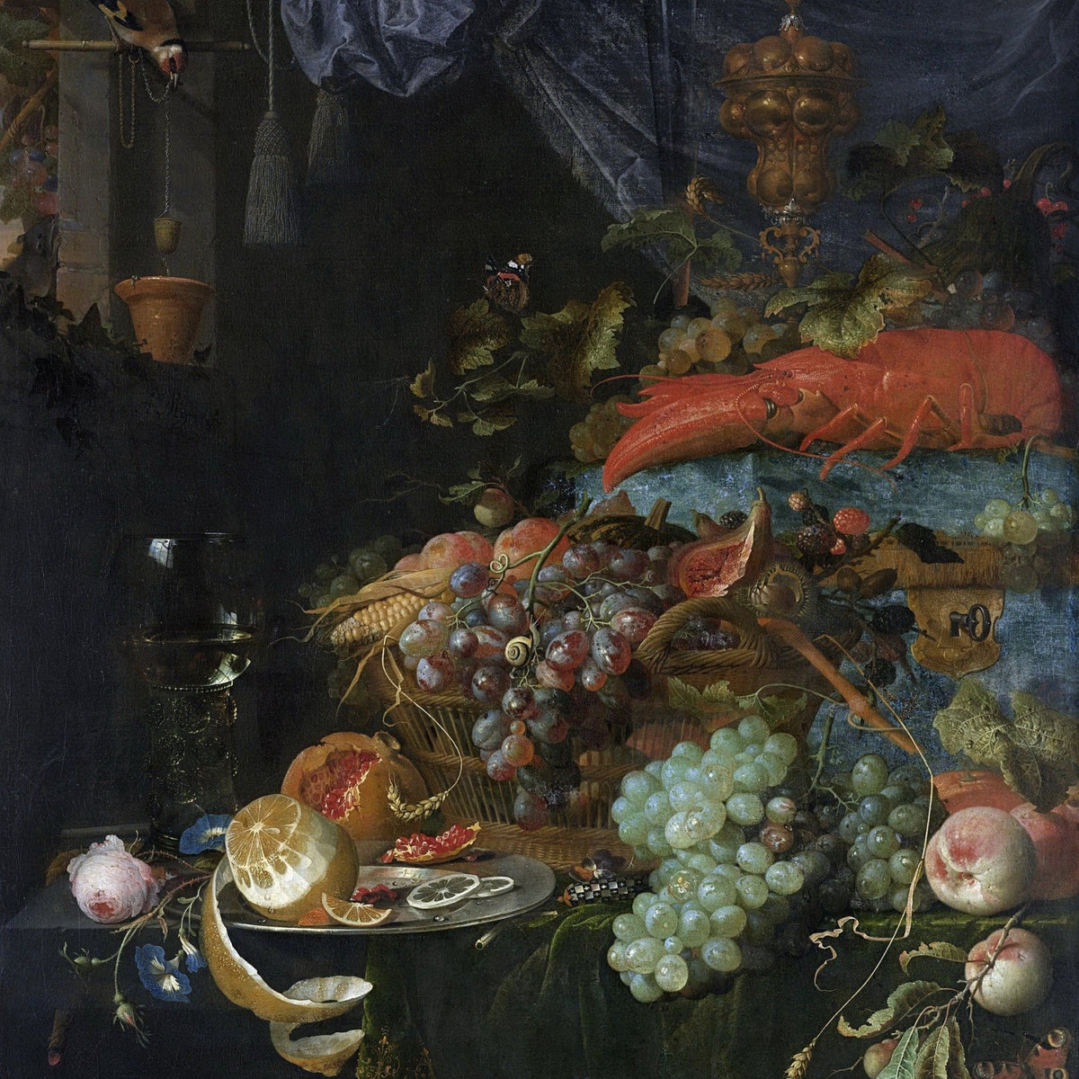 Lobster and Grapes Banquet Table - Still Life Oil Painting - Oil Painting Haven