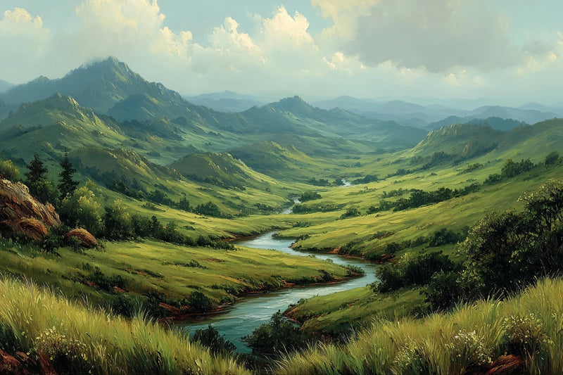 Lush River Valley Original Oil Painting For Sale - Oil Painting Haven