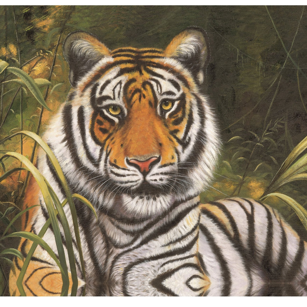 Majestic Bengal Tiger in Jungle Portrait - Animals Oil Painting - Oil Painting Haven