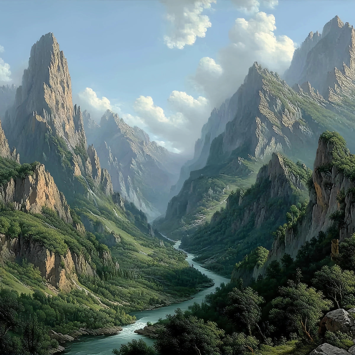 Majestic Canyon Mountains Original Oil Painting For Sale - Oil Painting Haven