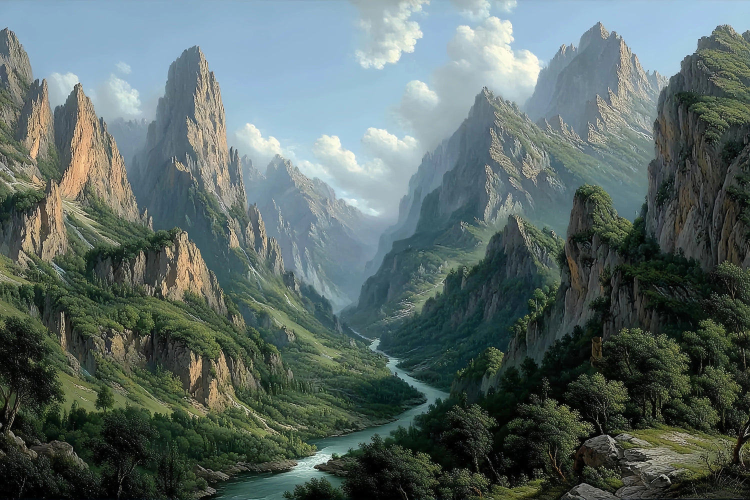 Majestic Canyon Mountains Original Oil Painting For Sale - Oil Painting Haven