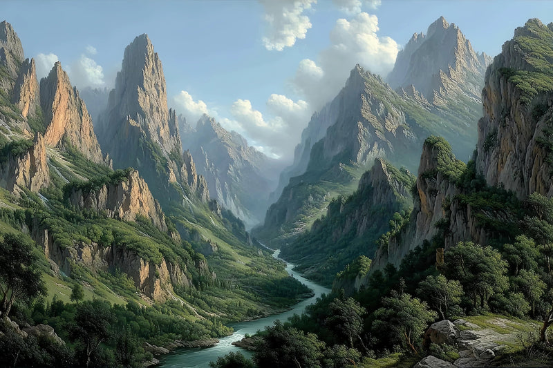 Majestic Canyon Mountains Original Oil Painting For Sale - Oil Painting Haven