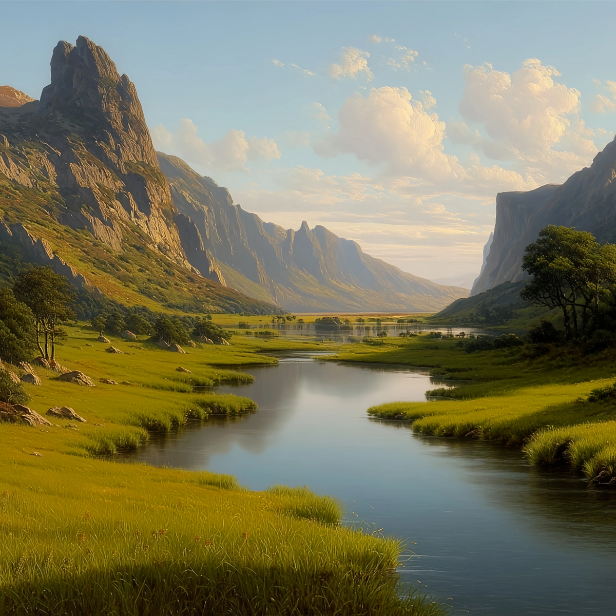 Majestic Valley River Original Oil Painting For Sale | Landscape - Oil Painting Haven