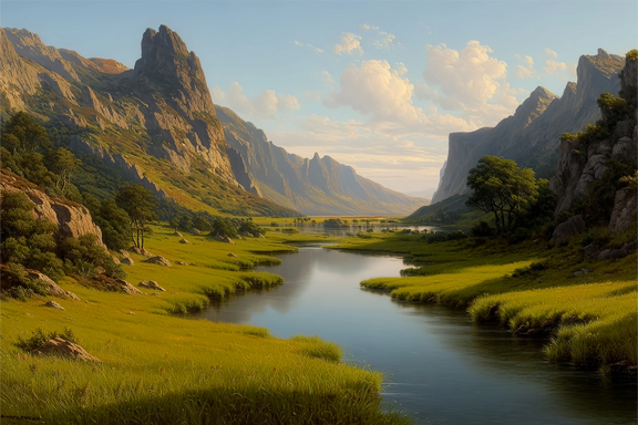 Majestic Valley River Original Oil Painting For Sale | Landscape - Oil Painting Haven