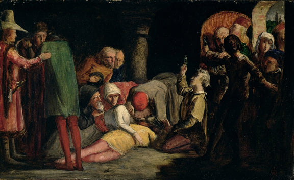 Medieval Scene with Mourning Figures - People Oil Painting - Oil Painting Haven