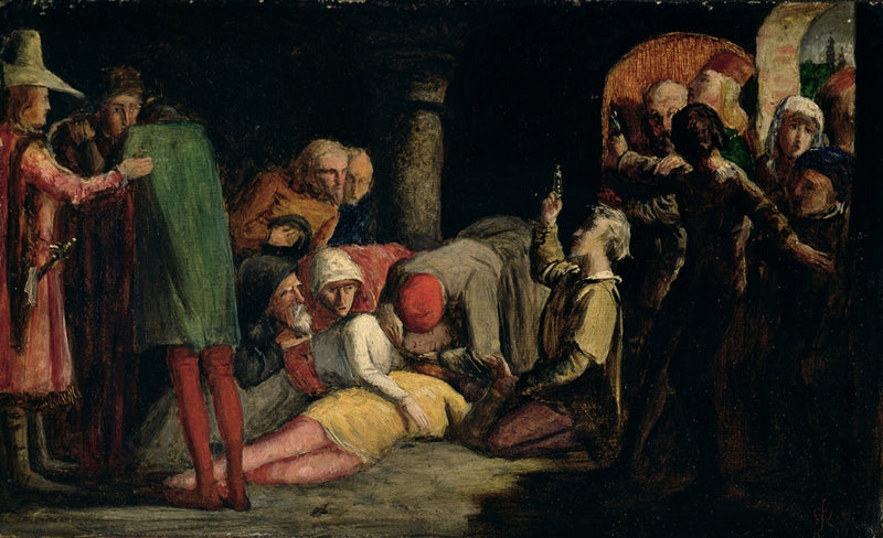Medieval Scene with Mourning Figures - People Oil Painting - Oil Painting Haven