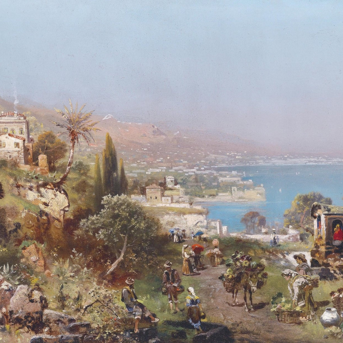 Mediterranean Coastal Path | Hand - Painted Landscape Oil Painting - Oil Painting Haven