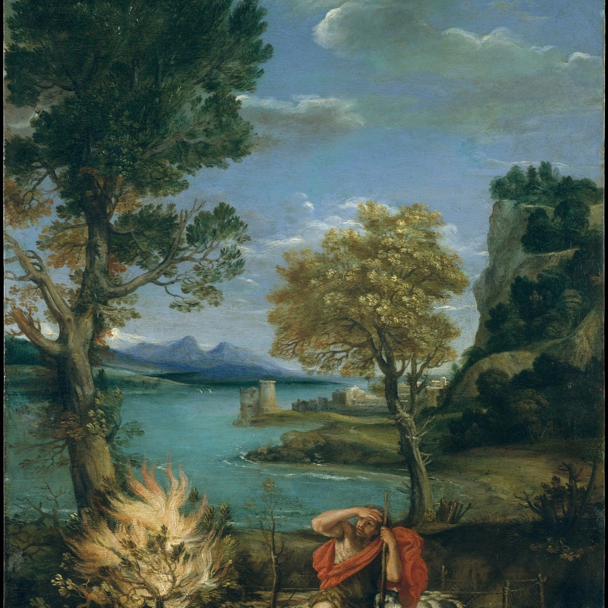 Moses and the Burning Bush in Biblical Landscape - People Oil Painting - Oil Painting Haven
