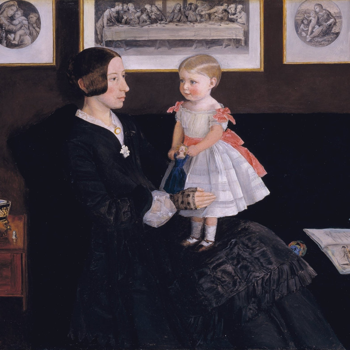 Mother and Child Victorian Portrait Interior - People Oil Painting - Oil Painting Haven