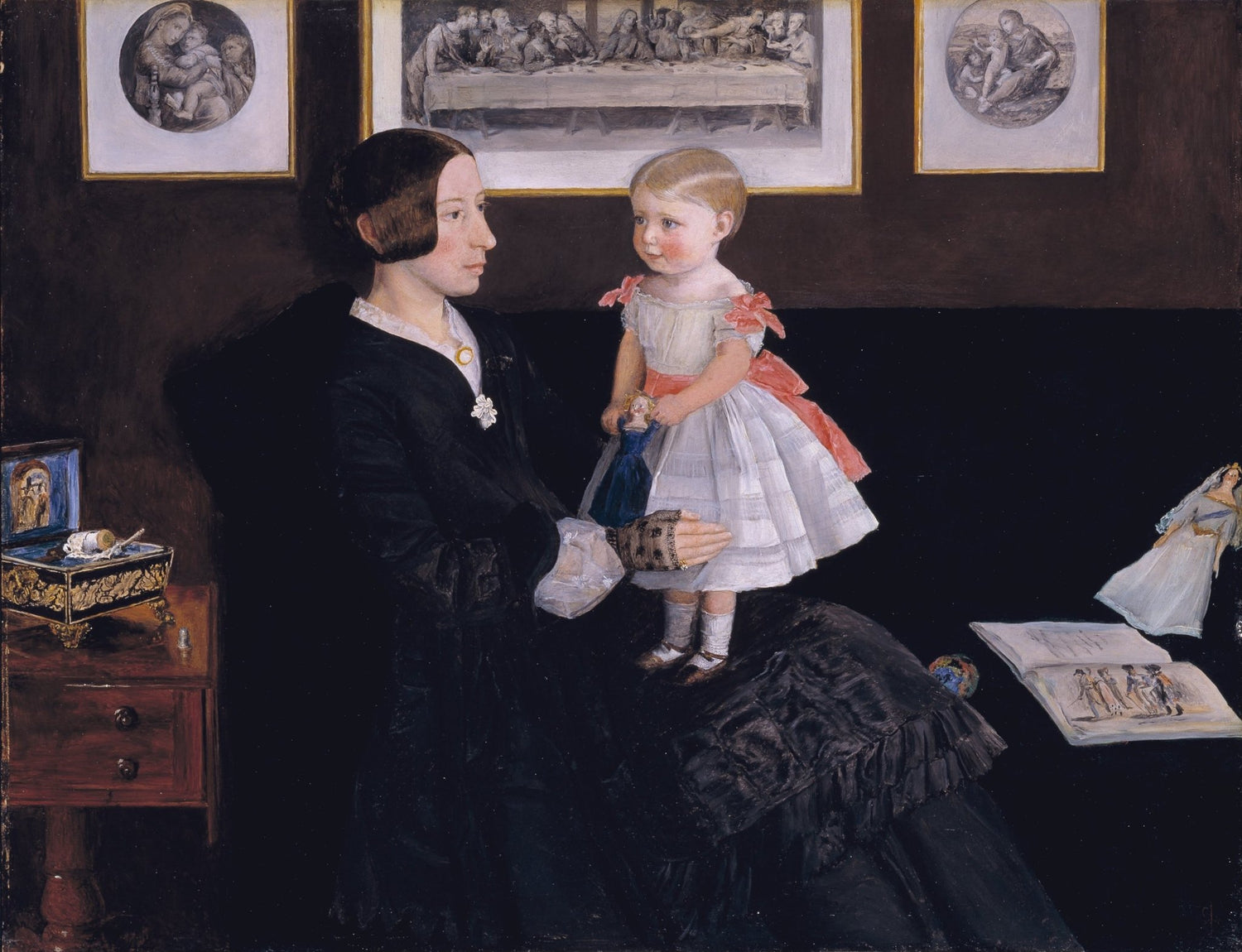 Mother and Child Victorian Portrait Interior - People Oil Painting - Oil Painting Haven