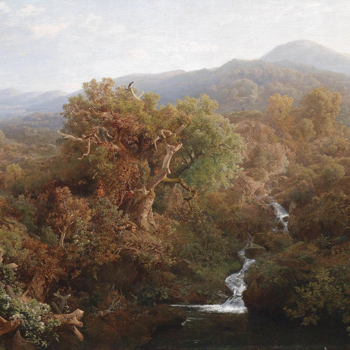 Mountain Forest Stream with Waterfall – Landscape Oil Painting - Oil Painting Haven