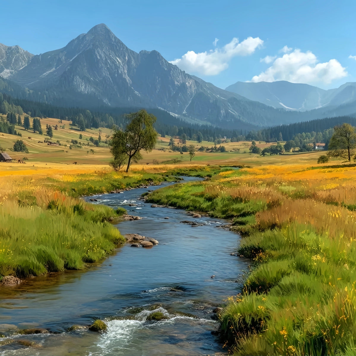 Mountain Valley Stream Original Oil Painting For Sale - Oil Painting Haven