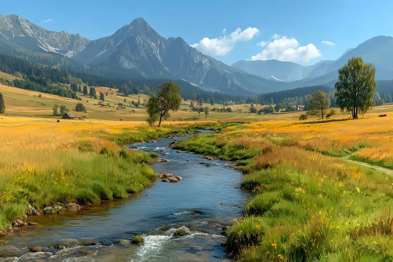 Mountain Valley Stream Original Oil Painting For Sale - Oil Painting Haven