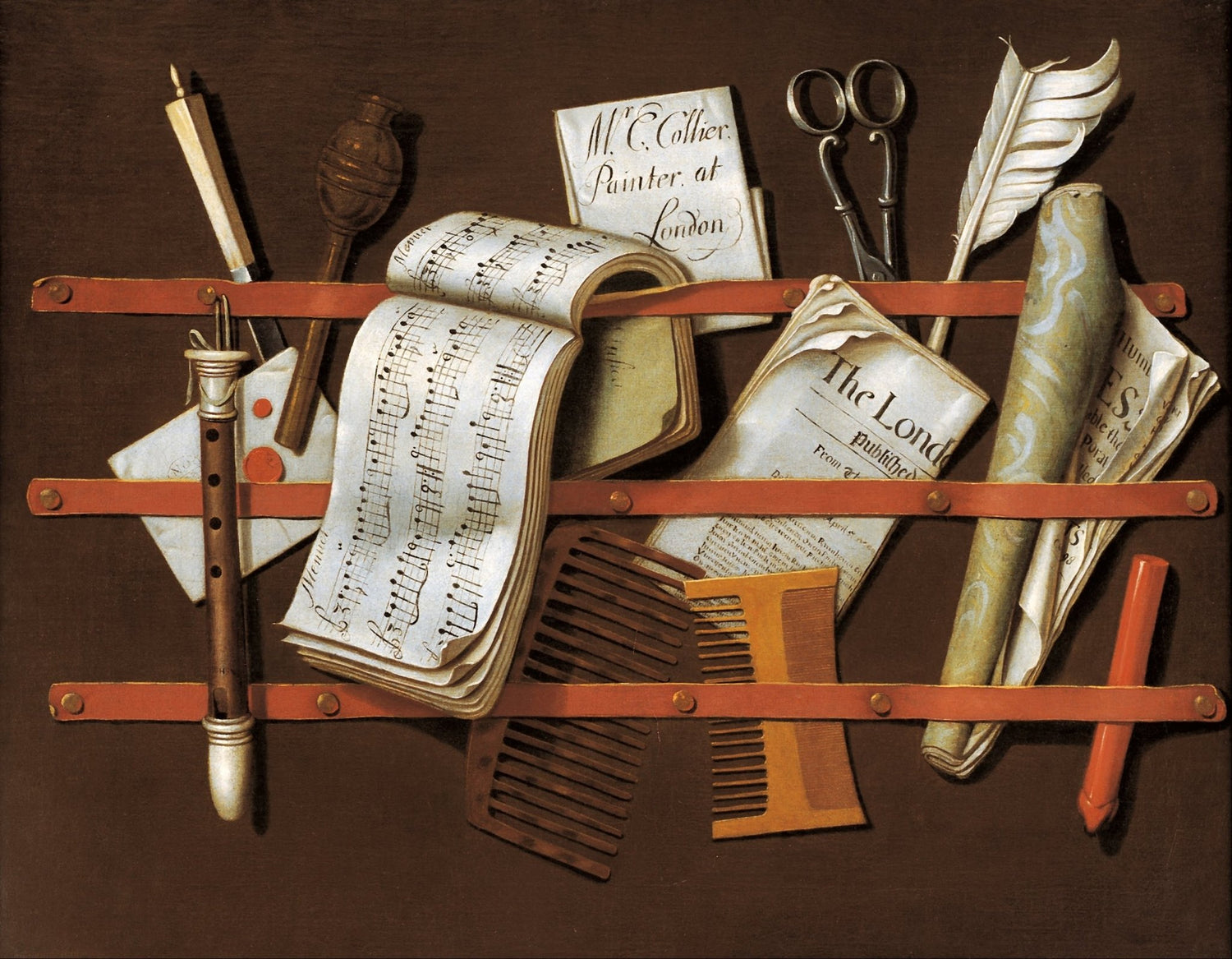 Music Sheets and Writing Tools Rack - Still Life Oil Painting - Oil Painting Haven