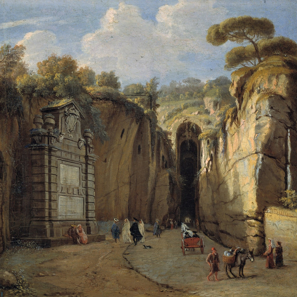 Naples Grotto Street View - Landscape Oil Painting - Oil Painting Haven