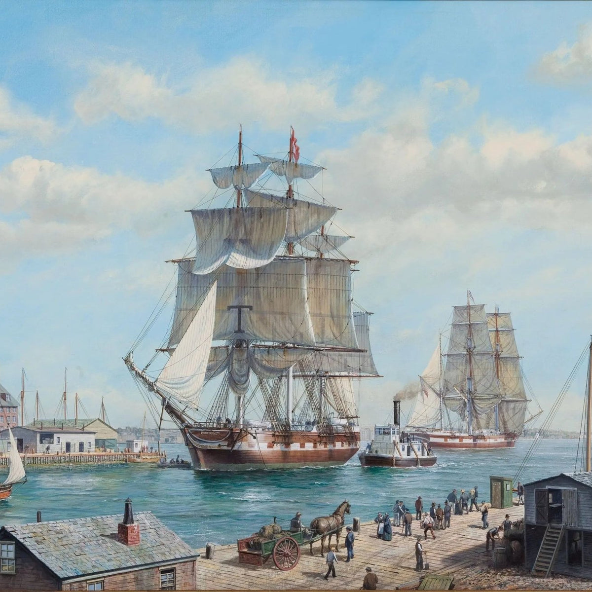 Nautical Oil Paintings | 19th - Century American Harbor Scene - Oil Painting Haven