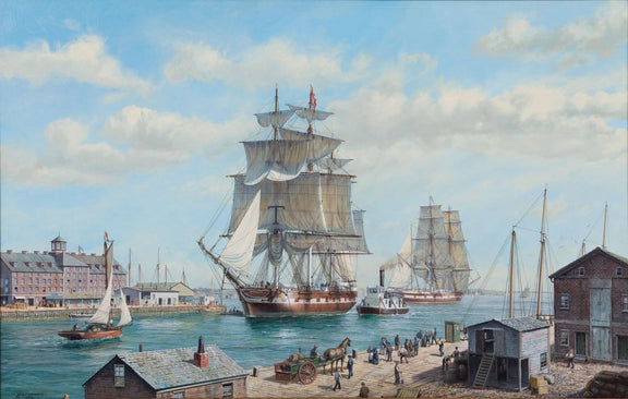 Nautical Oil Paintings | 19th - Century American Harbor Scene - Oil Painting Haven