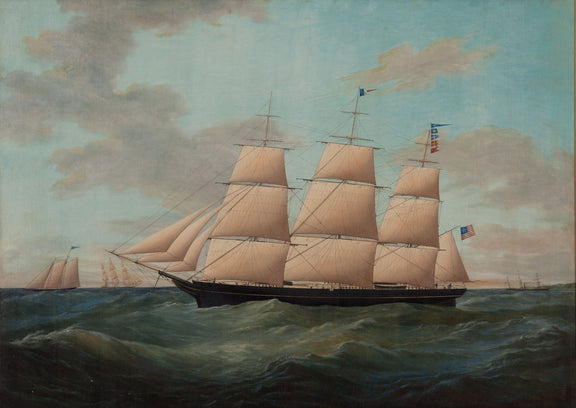 Nautical Oil Paintings - American Clipper on Rolling Sea - Oil Painting Haven