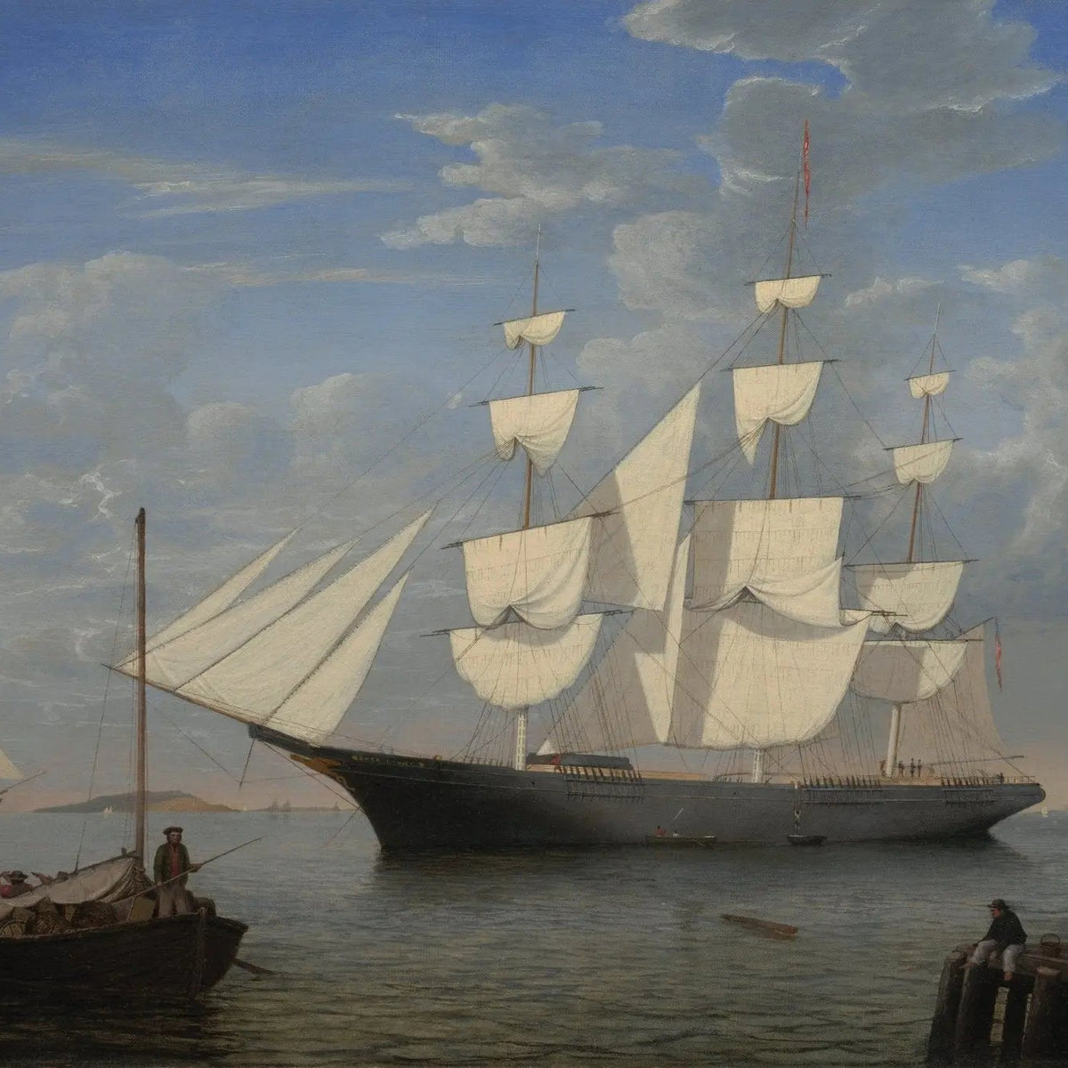 Nautical Oil Paintings - American Clipper Ship at Harbor - Oil Painting Haven