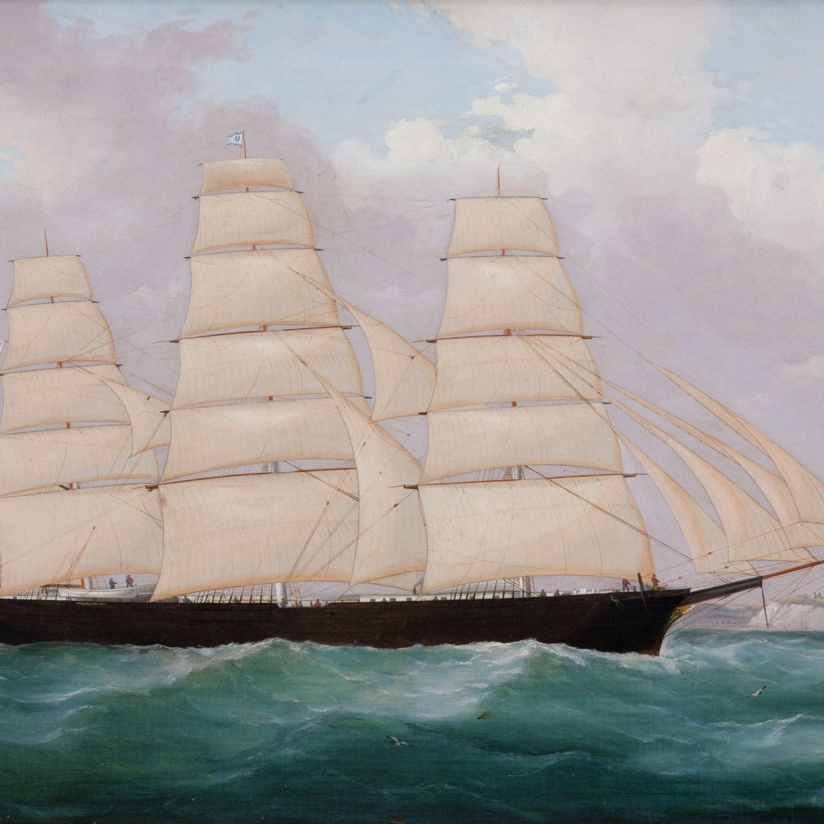 Nautical Oil Paintings - American Clipper with Full White Sails - Oil Painting Haven