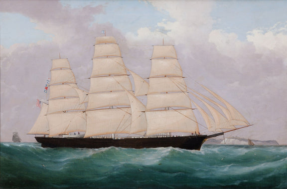 Nautical Oil Paintings - American Clipper with Full White Sails - Oil Painting Haven