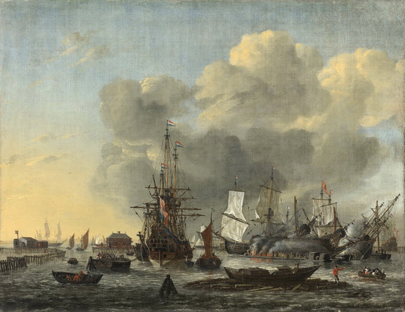 Nautical Oil Paintings - Amsterdam Harbor Shipyard Scene - Oil Painting Haven