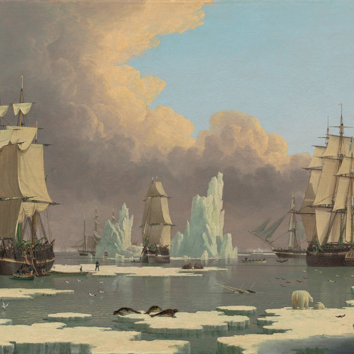 Nautical Oil Paintings - Arctic Sailing Ships Hand - Painted Canvas - Oil Painting Haven