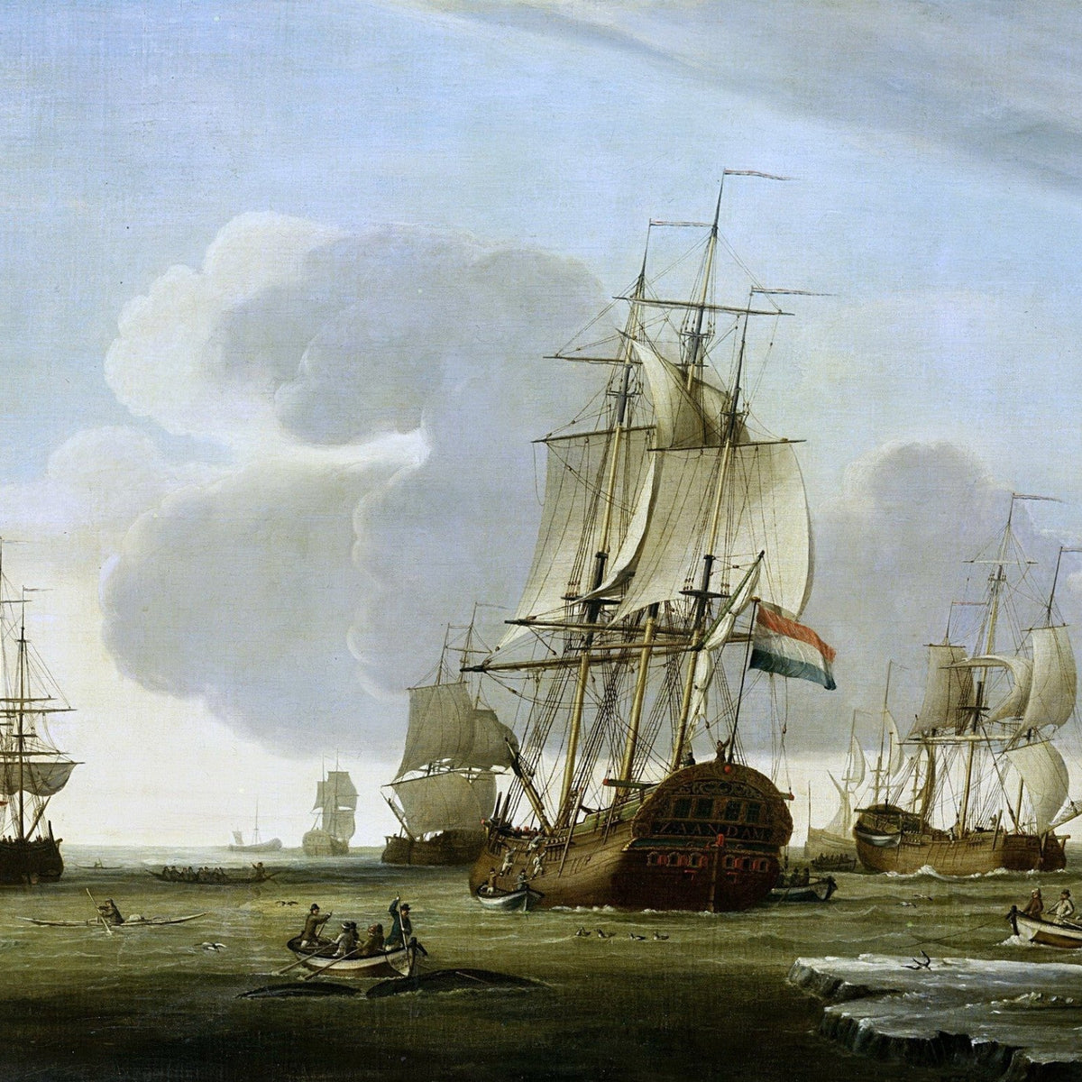 Nautical Oil Paintings - Arctic Whaling Ship Zaandam at Sea - Oil Painting Haven